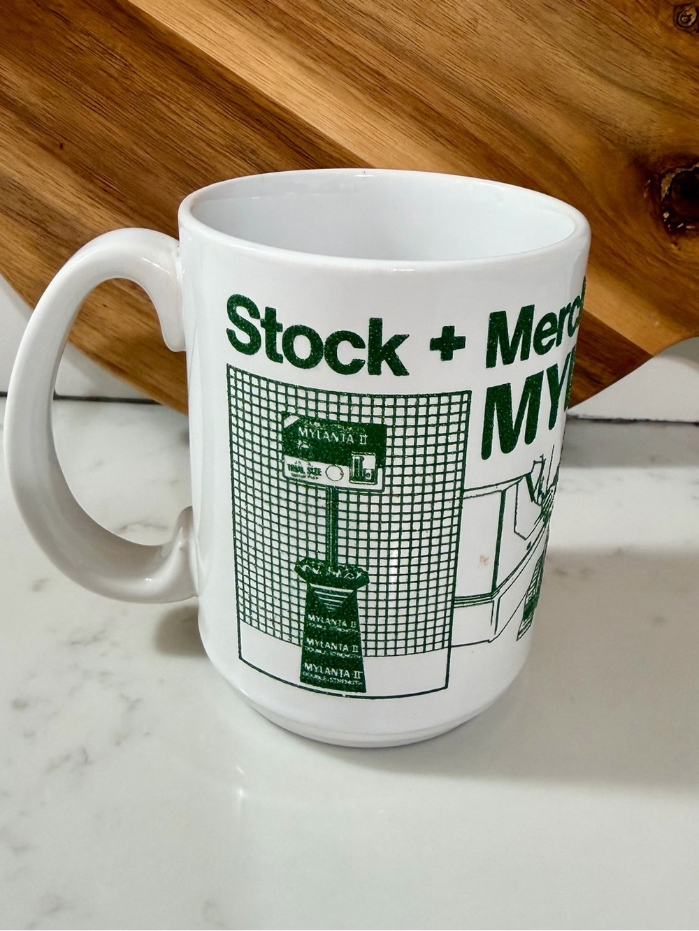 Vintage Pharmaceutical Mylanta-II Promotional White and Green Ceramic Mug - Picture 2 of 7